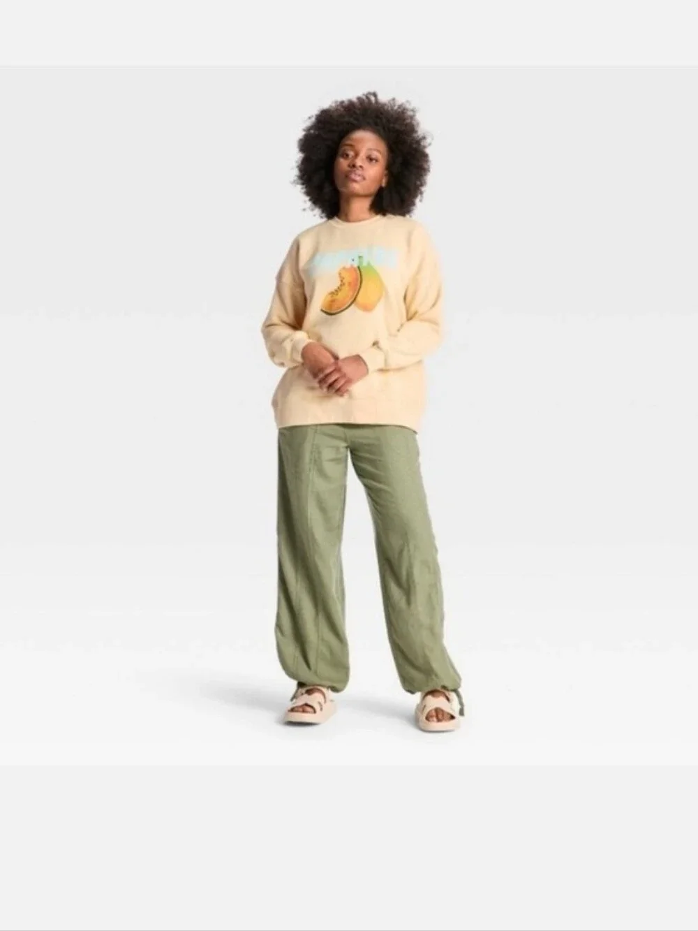 Wild Fable Womens Y2k Papaya Graphic Oversized Sweatshirt Yellow Size XL - Picture 11 of 17